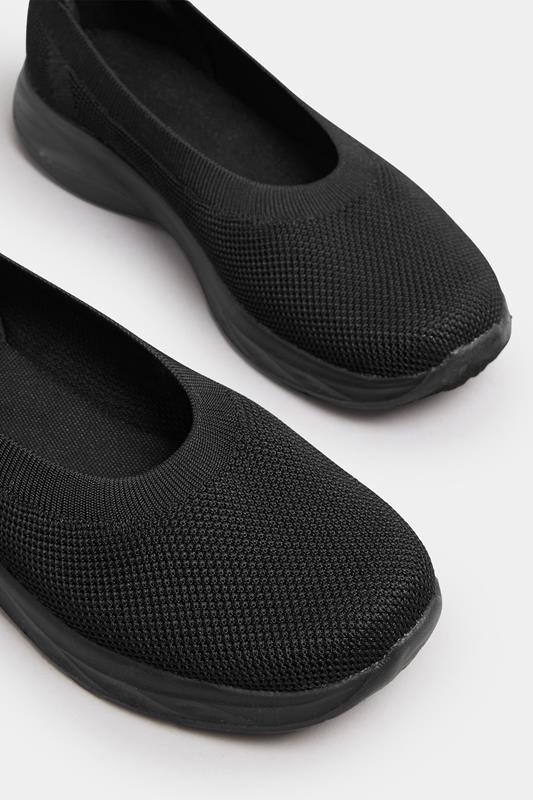 Black Slip On Knit Trainers In Extra Wide EEE Fit | Yours Clothing 4