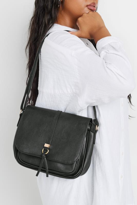 Black Faux Leather Satchel Bag 2