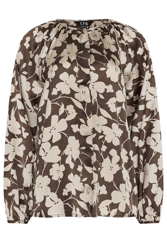 LTS Tall Women's Natural Brown Floral Satin Top | Long Tall Sally 5