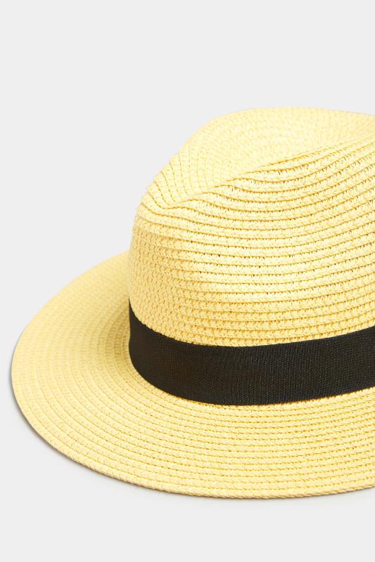 Yellow Straw Fedora Hat | Yours Clothing  4