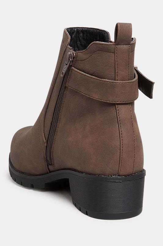 Brown Faux Leather Buckle Ankle Boots In Wide E Fit & Extra Wide EEE Fit | Yours Clothing 4