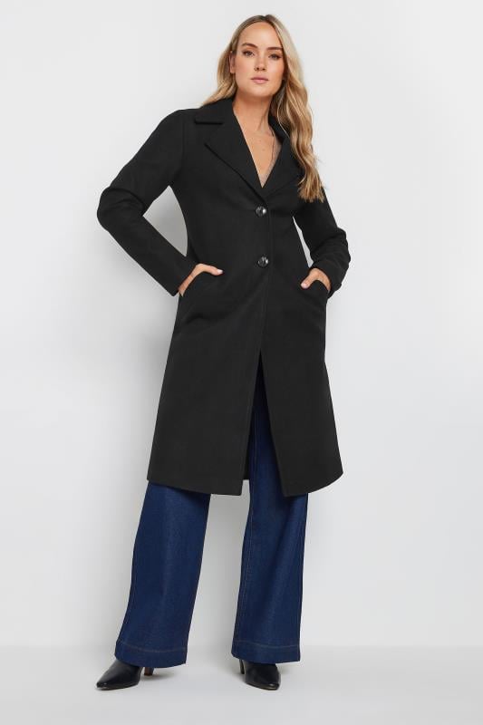 LTS Tall Black Single Breasted Formal Coat | Long Tall Sally 1