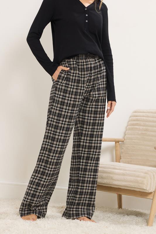 LTS Tall Black Cotton Check Pyjama Bottoms | Long Tall Sally 2