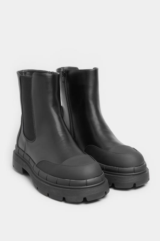 Black Chunky High Chelsea Boots In Extra Wide EEE Fit | Yours Clothing  2