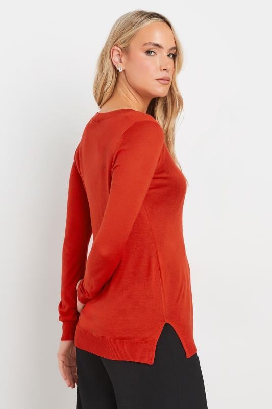 LTS Tall Womens Red Fine Knit V-Neck Jumper | Long Tall Sally 3