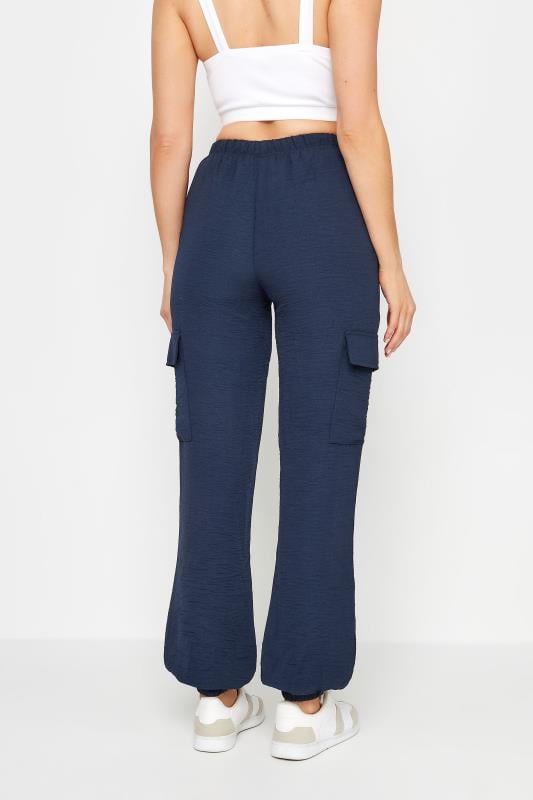 LTS Tall Women's Navy Blue Crepe Cuffed Cargo Trousers | Long Tall Sally 3
