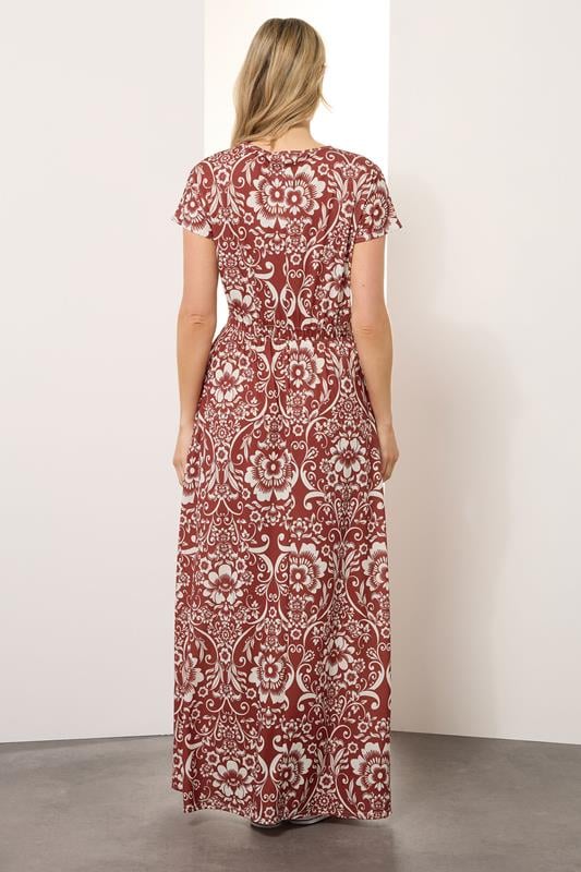 LTS Tall Red Floral Paisley Shirred Waist Maxi Dress | Long Tall Sally 3