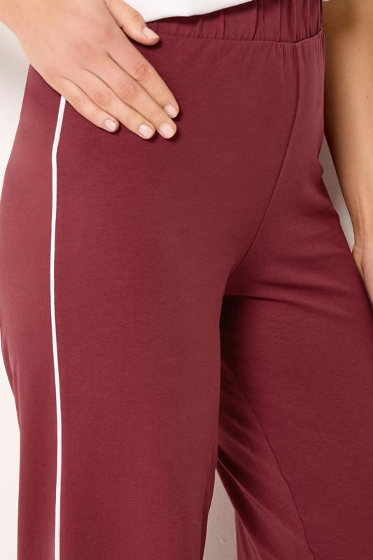 LTS Tall Women's Burgundy Red Side Stripe Cotton Wide Leg Leggings | Long Tall Sally 4
