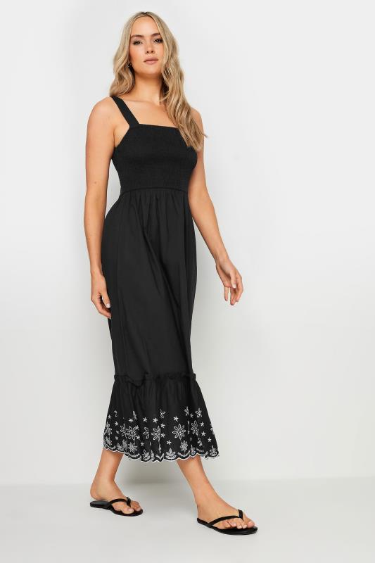 LTS Tall Black Broderie Hem Strappy Midaxi Dress | Long Tall Sally 2