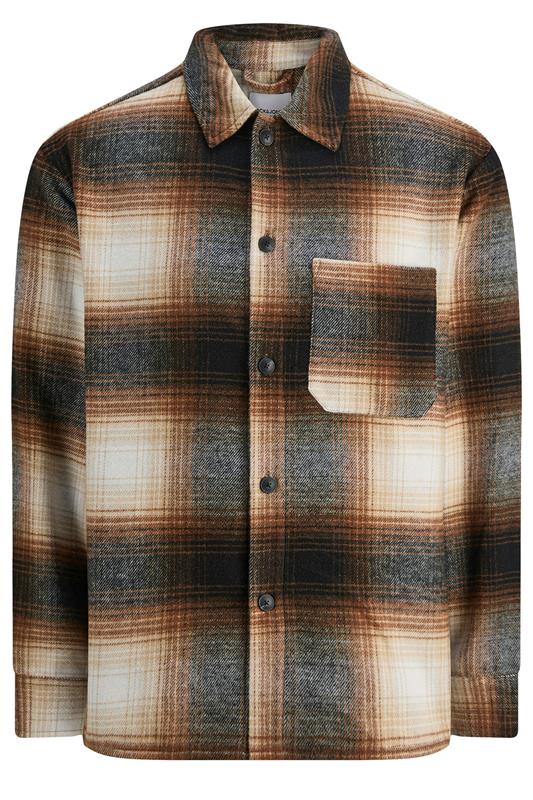 JACK & JONES Big & Tall Brown Check Overshirt | BadRhino 3