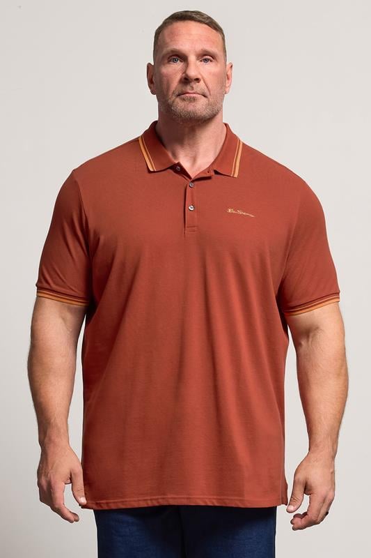 Ben Sherman Big & Tall Burnt Orange Signature Pique Polo Shirt | BadRhino 1