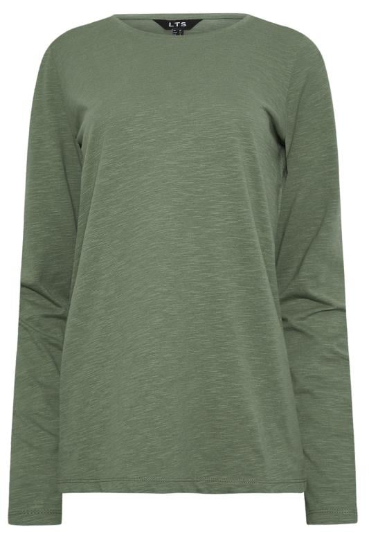 LTS Tall Sage Green Crew Neck Long Sleeve Cotton T-Shirt | Long Tall Sally 5