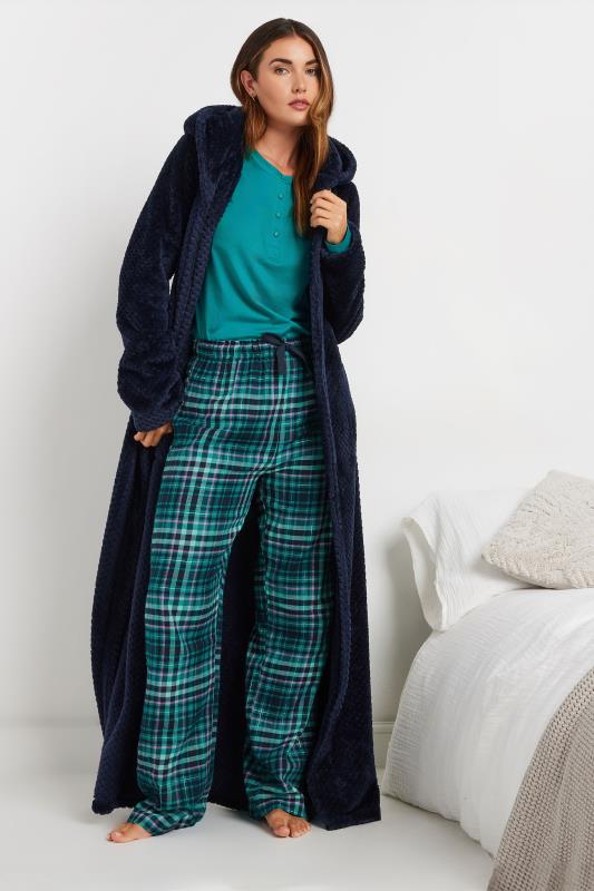 LTS Tall Turquoise Blue Woven Check Pyjama Bottoms | Long Tall Sally 2