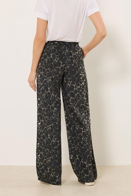 LTS Tall Women's Grey Leopard Print Wide Leg Trousers | Long Tall Sally 3