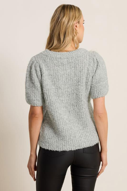 LTS Tall Silver Knitted Bow Jumper | Long Tall Sally 3