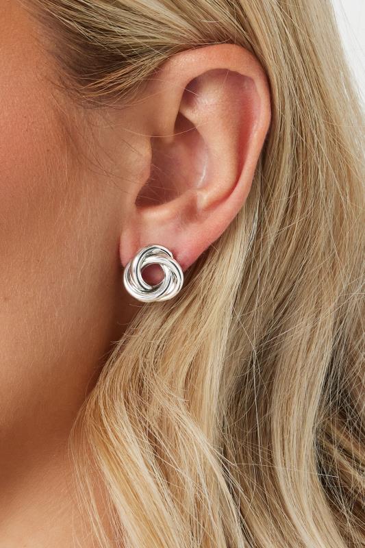 Silver Tone Twist Stud Earrings | Yours Clothing 1