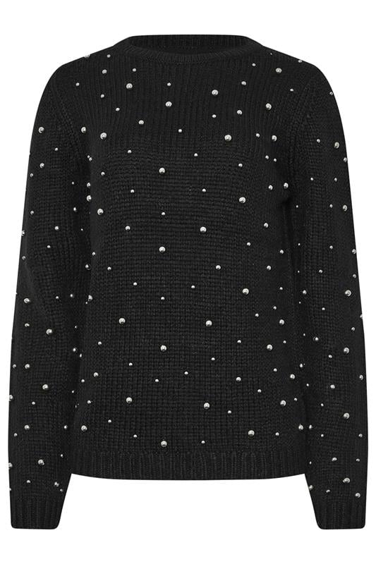 LTS Tall Black Stud Crew Neck Jumper | Long Tall Sally 5
