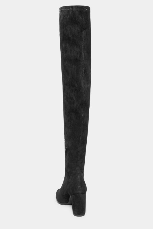 LTS Black Suede Heeled Over The Knee Boots In Standard Fit | Long Tall Sally 4