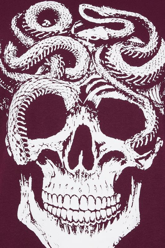 BadRhino Big & Tall Burgundy Red Skull & Snake Graphic T-Shirt | BadRhino 5