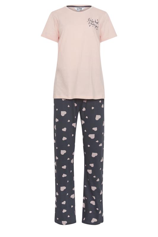 LTS Tall Womens Light Pink Heart Print Wide Leg Pyjama Set | Long Tall Sally 6
