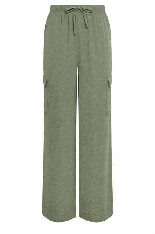 LTS Tall Women's Khaki Green Cargo Crepe Wide Leg Trousers | Long Tall Sally 6