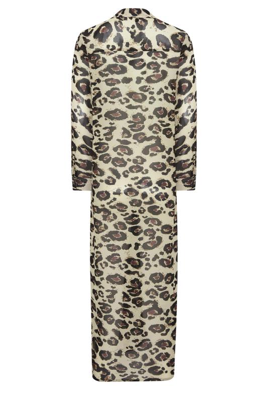 LTS Tall Brown Leopard Print Longline Beach Shirt | Long Tall Sally 7