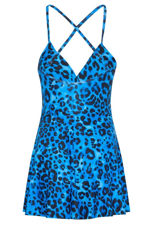 LTS Tall Women's Blue Leopard Print Wrap Swim Dress | Long Tall Sally 7