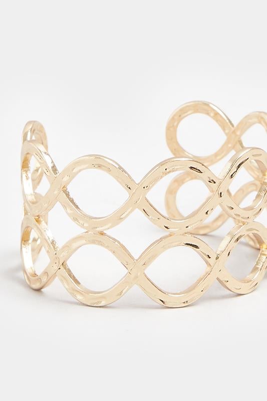 Gold Tone Textured Twist Cuff Bracelet | Yours Clothing 3