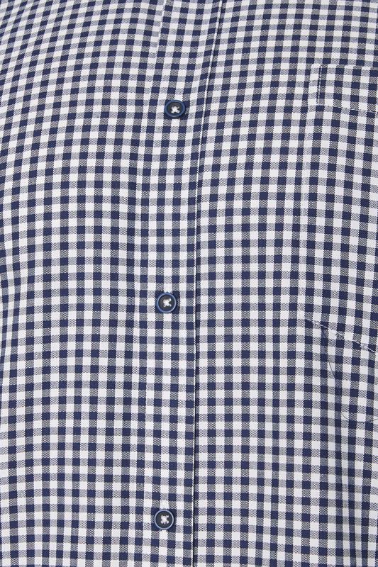 KAM Big & Tall Navy Blue Long Sleeve Gingham Shirt | BadRhino 3