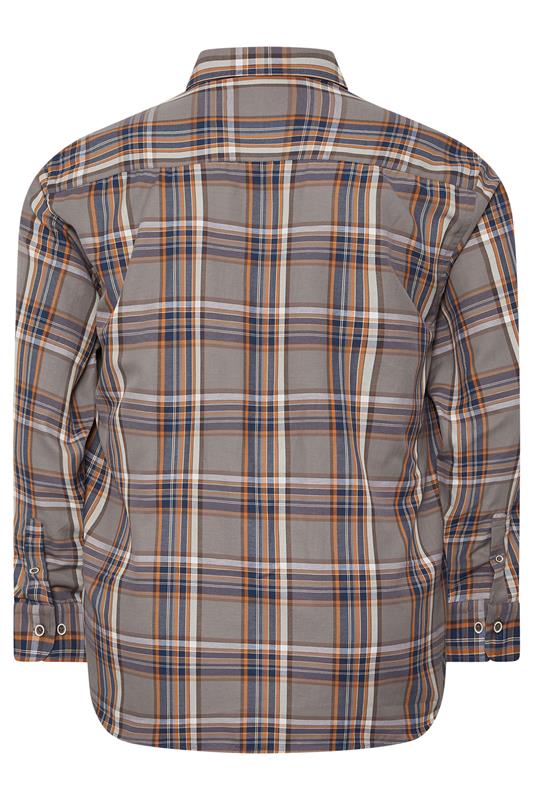 KAM Big & Tall Stone Grey Long Sleeve Check Shirt | BadRhino 2