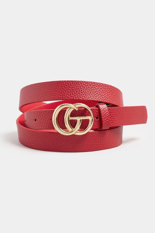 2 PACK Black & Red Gold Buckle Belts | Yours Clothing 6