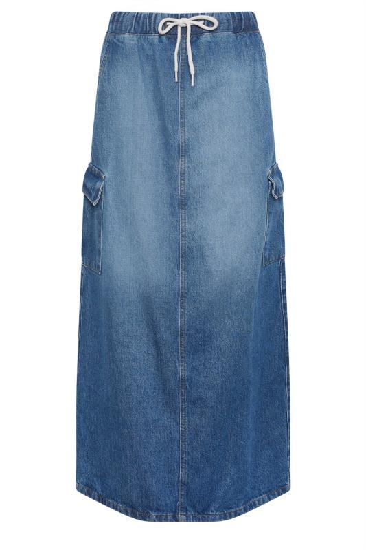 LTS Tall Womens Blue Denim Tie Waist Maxi Skirt | Long Tall Sally 5