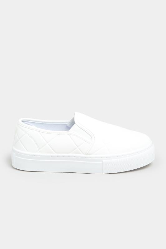 White Quilted Slip-On Trainers In Extra Wide Fit 3