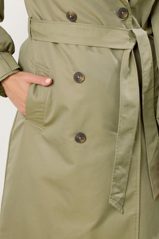LTS Tall Sage Green Balloon Sleeve Buckle Trench Coat | Long Tall Sally 4