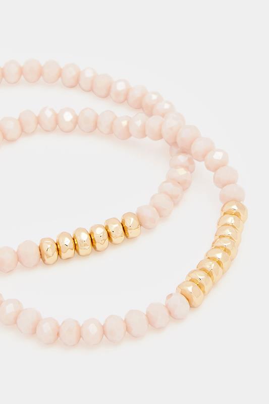 YOURSET 2 PACK Pink Beaded Stretch Bracelet Set | Yours Clothing 2