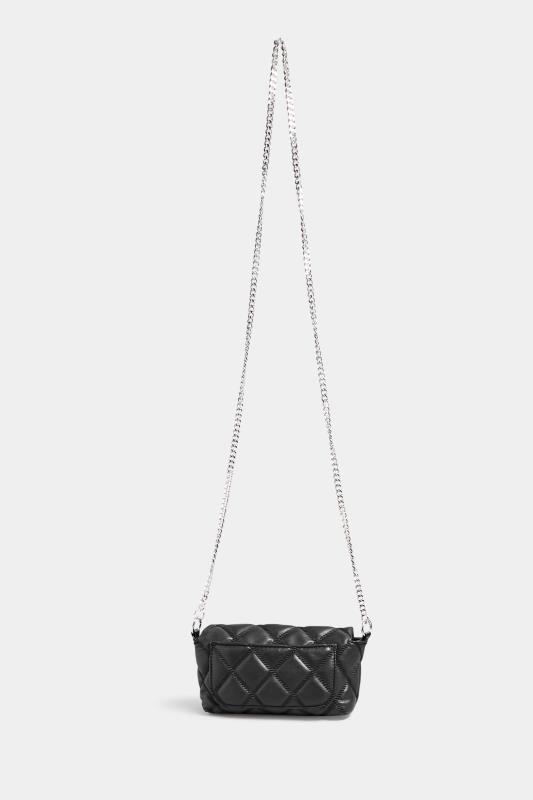 Black Quilted Diamante Strap Cross Body Bag | Yours Clothing 4