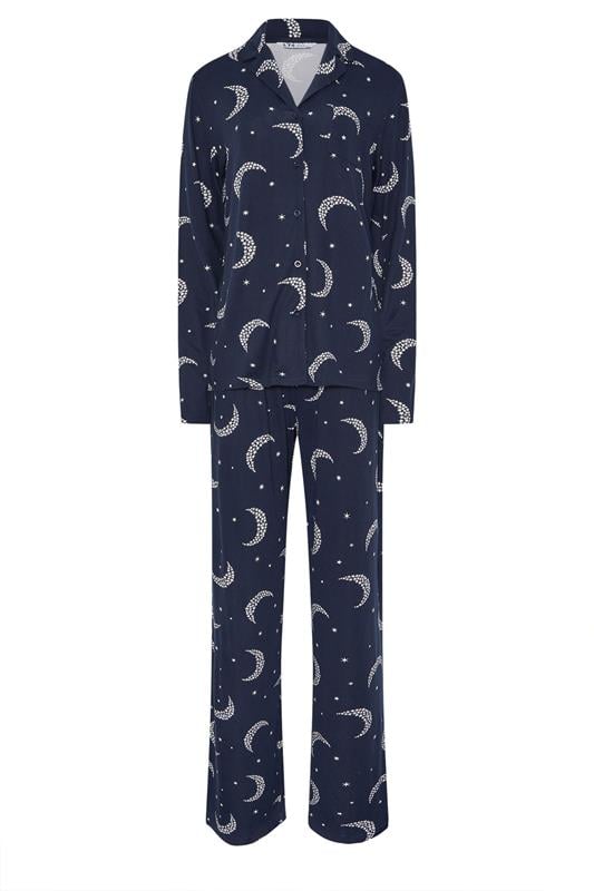 LTS Tall Navy Blue Soft Touch Moon Pyjama Set | Long Tall Sally 5