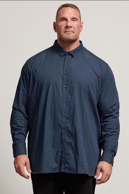 Men's  D555 Big & Tall Blue Geometric Print Shirt