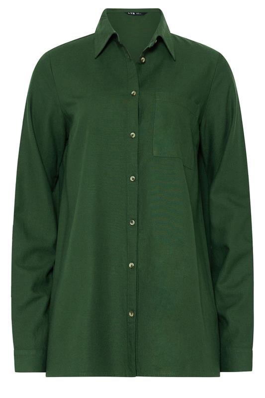 LTS Tall Women's Forest Green Long Sleeve Linen Shirt | Long Tall Sally  6