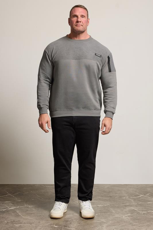 FIRETRAP Big & Tall Grey Olsen Sweatshirt | BadRhino 2