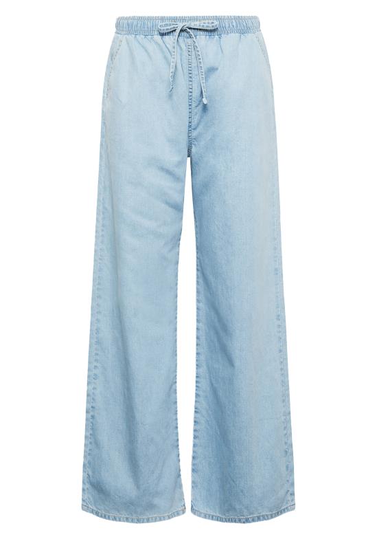 LTS Tall Women's Light Blue Drawstring Wide Leg Jeans | Long Tall Sally 5