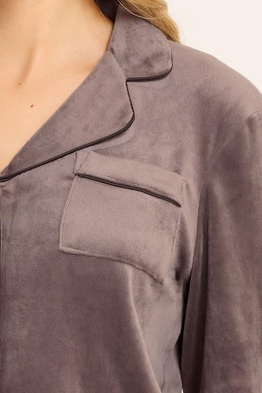 LTS Tall Chocolate Brown Super Soft Button Pyjama Set | Long Tall Sally 4