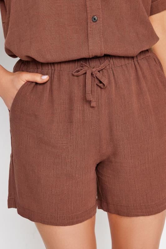 LTS Tall Womens Brown Linen Tie Waist Shorts | Long Tall Sally 5