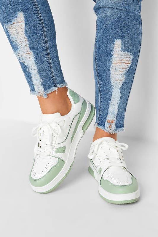 Green Chunky Trainers In Extra Wide EEE Fit | Yours Clothing  1