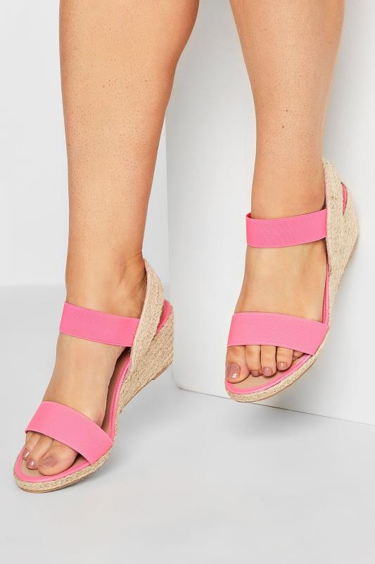 Plus Size  Yours Pink Espadrille Wedges In Wide E Fit & Extra Wide EEE Fit