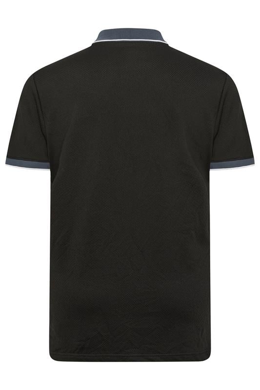 BadRhino Big & Tall Navy Blue Waffle Texture Zip Polo Shirt | BadRhino 7