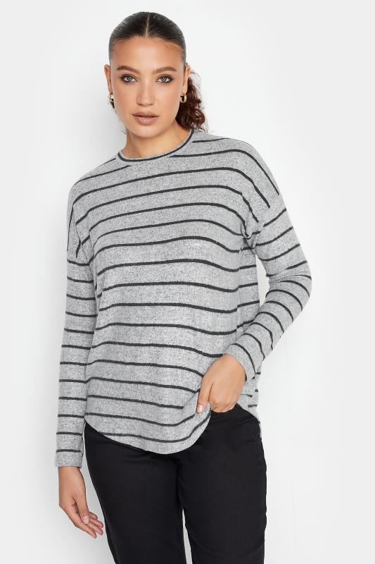Tall  LTS Tall Grey Stripe Soft Touch Top