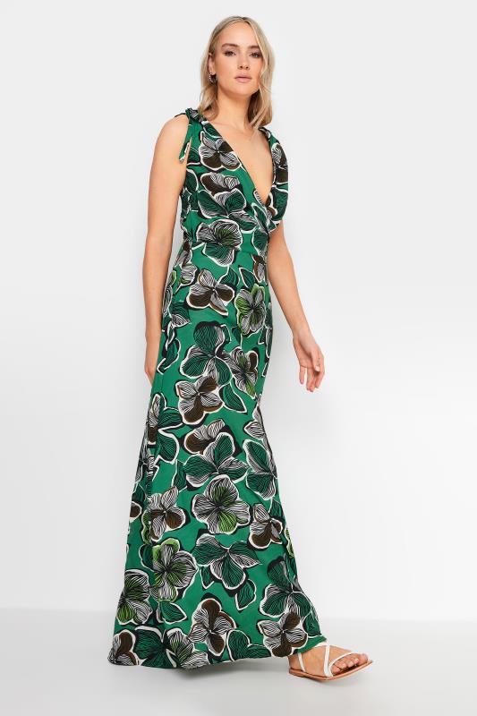 LTS Tall Women's Green Tropical Print Shoulder Tie Maxi Dress | Long Tall Sally 2