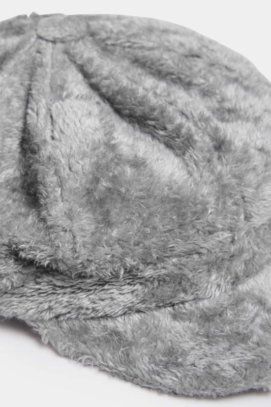 Grey Faux Fur Baker Boy Hat | Yours Clothing 3