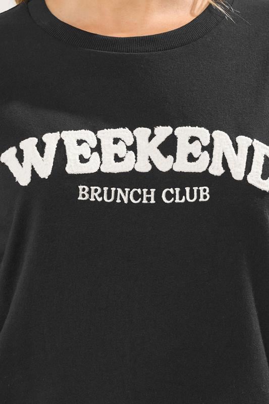 LTS Tall Black 'Weekend Brunch Club' Slogan Lounge Top | Long Tall Sally 4